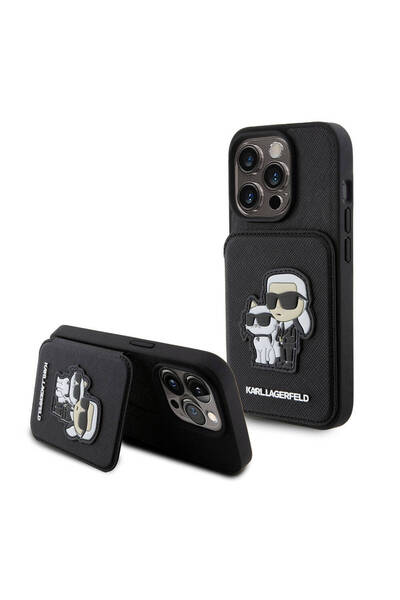 Karl Lagerfeld iPhone 15 Pro Max Kılıf Karl Lagerfeld Stand Kartlıklı Saffian...