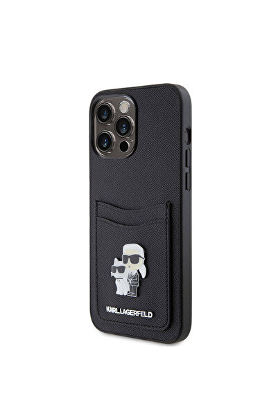 Karl Lagerfeld iPhone 15 Pro Max Uyumlu Kılıf Karl Lagerfeld Kartlıklı Metal ...