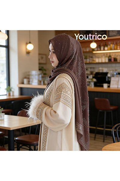 Youtrico وشاح حجاب إسلامي مرصع بأحجار الراين للنساء، غطاء كامل للرقبة، غطاء ل...