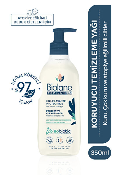Biolane Atopik Kuru ve Çok Kuru Cilt için %97 Doğal İçerikli Temizleyici Yağ (350ml) - Onarıcı ve Koruyucu