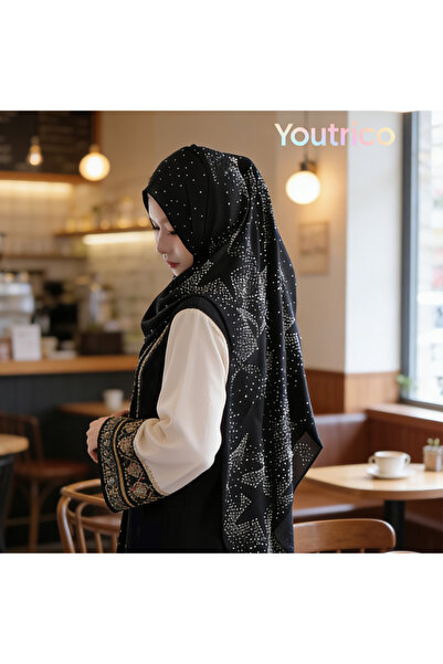 Youtrico وشاح حجاب إسلامي مرصع بأحجار الراين للنساء، غطاء كامل للرقبة، غطاء ل...