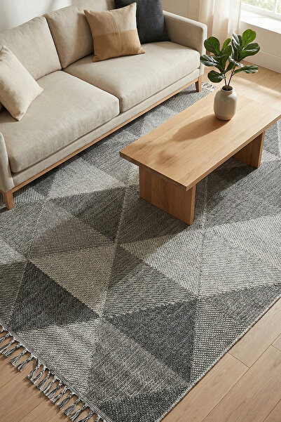 HalınıAl Bukle 1401 Gri - Yumuşak Dokulu Kolay Temizlenen Oturma Odası Halısı