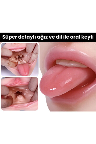 Kulis Grup Gerçekçi Oral Hissi Sunan Ağızlı Çift Girişli Yumuşak Premium Mastürbatör Suni Vajina