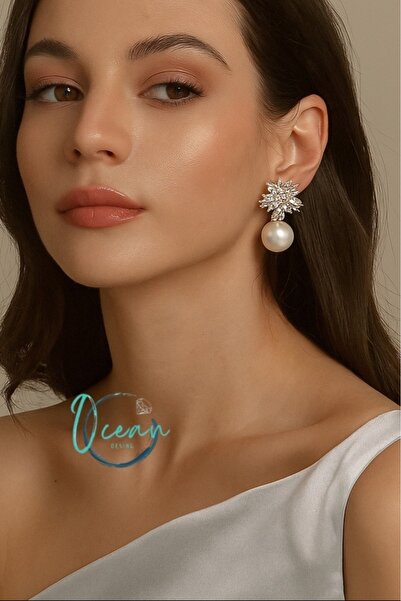 OCEANDESING أقراط نسائية من النحاس باللون الذهبي مرصعة بحجر الزركون وتفاصيل ع...