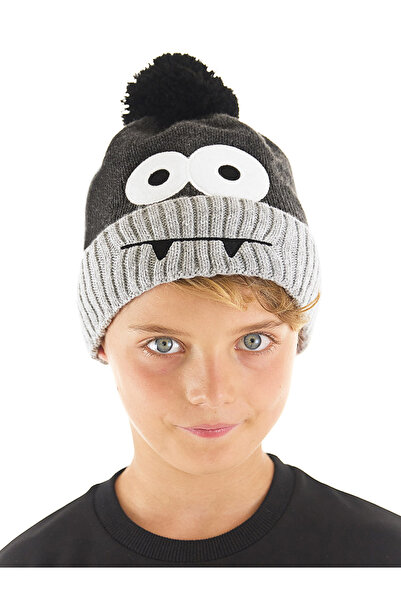 Denokids Monster Dark Gray Boy's Knitwear Beret