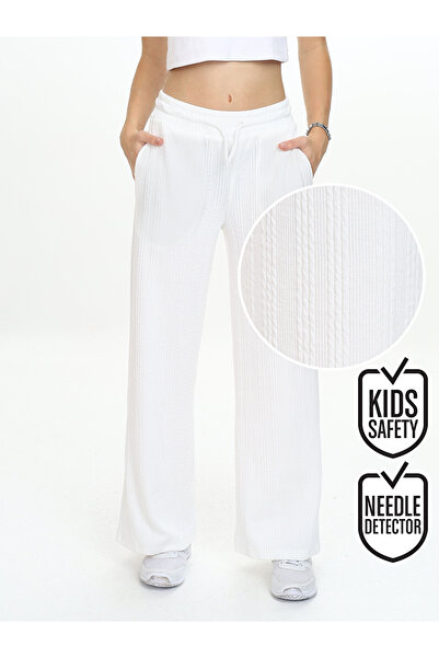 Denokids Κοριτσίστικο φαρδύ πόδι εκρού Basic φούτερ