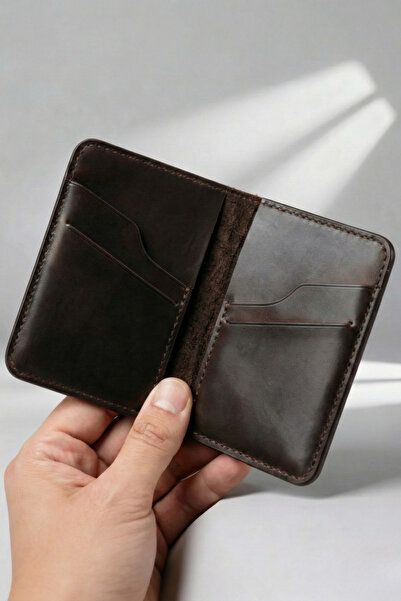 luvo Gerçek Deri Cüzdan Kartlık El Yapımı Hakiki Premium Deri Italyan Dikiş 6 Kart Bölmeli Kompakt Cüzdan