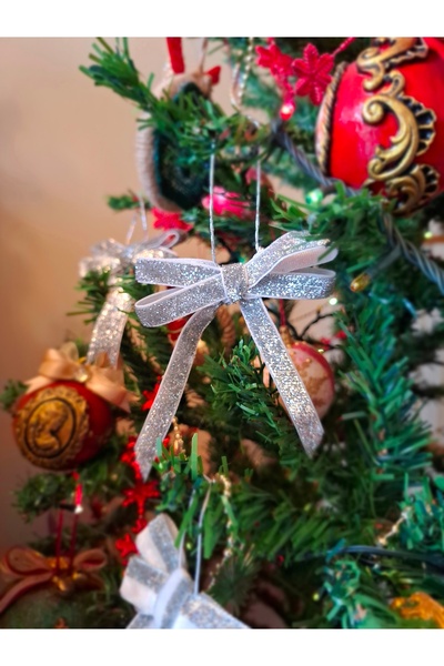 paşateks since 1995 şekil شريط زينة فضي لامع من باشاتكس - زينة لشجرة عيد المي...