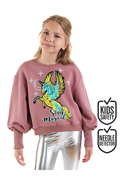 Denokids Unicorn Kız Çocuk Gül Kurusu Sweatshirt