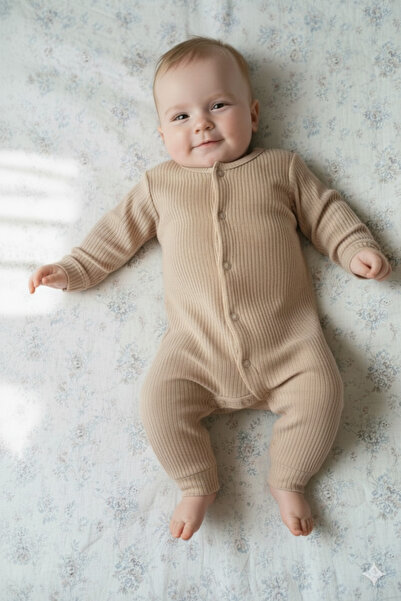 BiShop Müslin Tulum | %100 Pamuk Beyaz Uzun Kollu | 0-3 Ay Hastane Çıkışı | N...