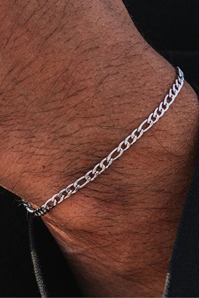 Takı Dükkanı Paslanmaz Çelik İnce Figaro Spor Model Erkek Kadın Zincir Bileklik eck55b-2