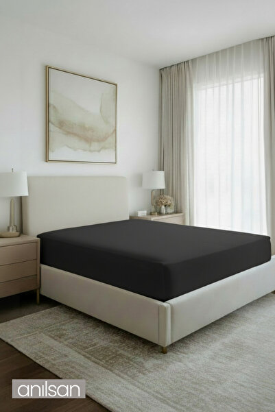 Anılsan ملاءة سرير مرنة من القطن الممشط 100% |   فردي/مزدوج |   قميص رياضي ضيق |   ارتفاع الزاوية 30 سم