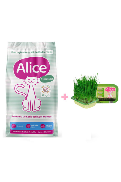 Alice Light & Sterilised Somonlu Karidesli Super Premium Kedi Maması 12 Kg Ve...