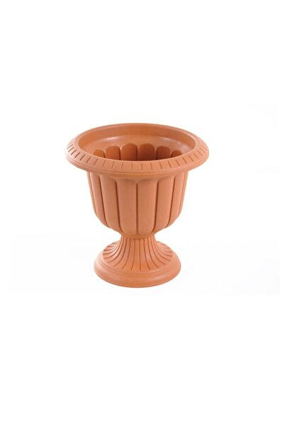SERİNOVA Nergis Saksı Krem 35x43 Cm 9,8 Lt Kahverengi Ayaklı Plastik Saksı Ba...