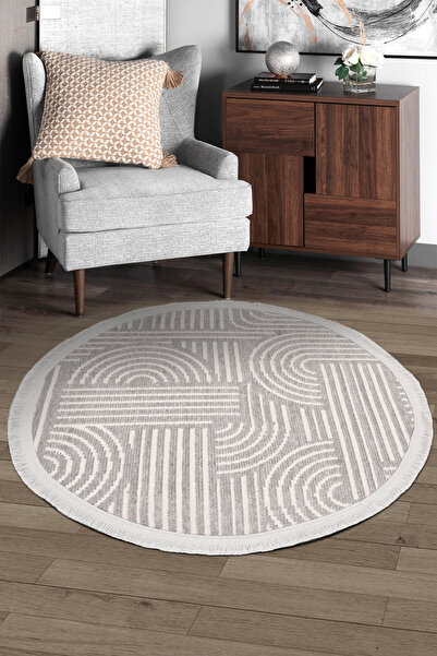 dekozer Revna Yuvarlak Halı | Yıkanabilir, Kaymaz Taban, Modern Salon ve Mutf...