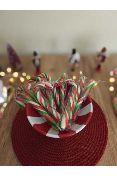 HASEL Baston Şekeri (1) Adet YEŞİL-KIRMIZI-BEYAZ ŞERİTLİ YILBAŞI, HEDİYELİK, ...