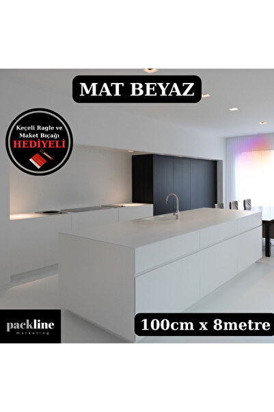 Packline Marketing ورق لاصق أبيض غير لامع لتغطية خزائن المطبخ والأثاث 100 سم ...