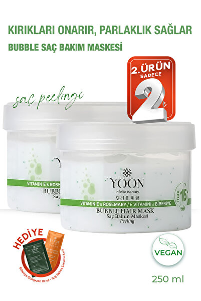 YOON 2'li Biberiye Saç Maskesi, E Vitamin & Peeling Etkili, Saç Tellerini Güç...