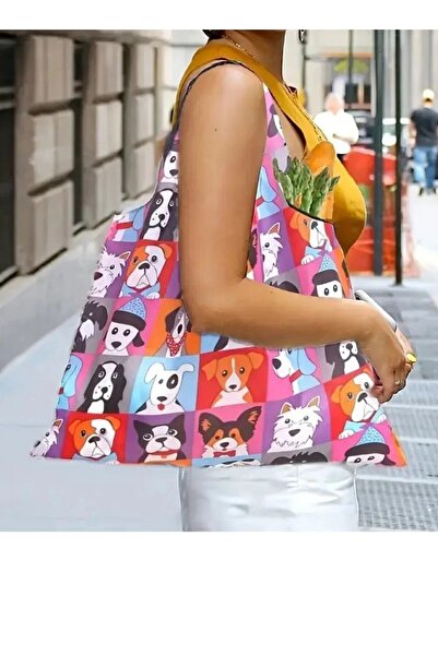 TATA CRAFT Katlanabilir Bez Alışveriş Çantası Polyester Yıkanabilir Omuz Çantası