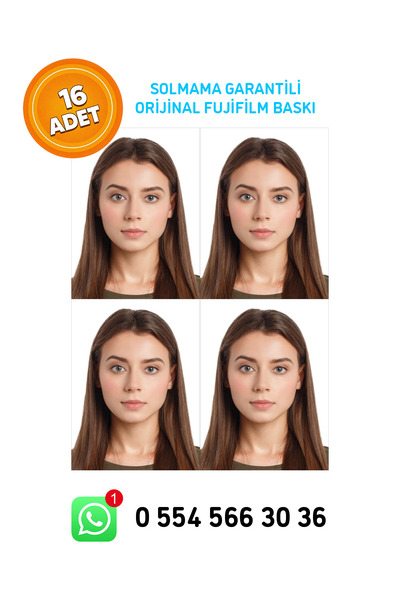 FOTOBASKICI Vesikalık Biyometrik Fotoğraf Baskısı - 16 Adet