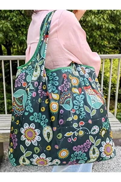 TATA CRAFT KATLANABİLİR BEZ ALIŞVERİŞ ÇANTASI POLYESTER YIKANABİLİR OMUZ ÇANTASI