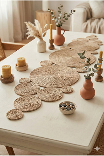 Homever Handmade Wicker Jute Rope Console Cover 130X30Cm Living Room Kitchen Table Runner