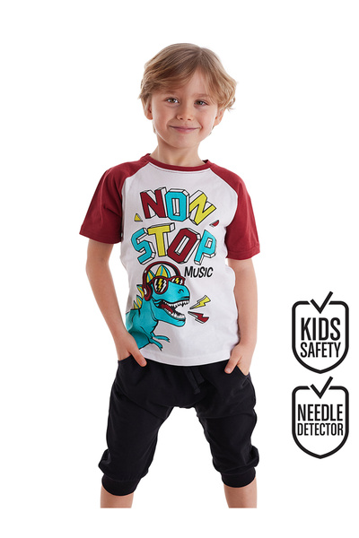 MSHB&G Set pantaloni scurți capri din tricou pentru băiat Dino Music