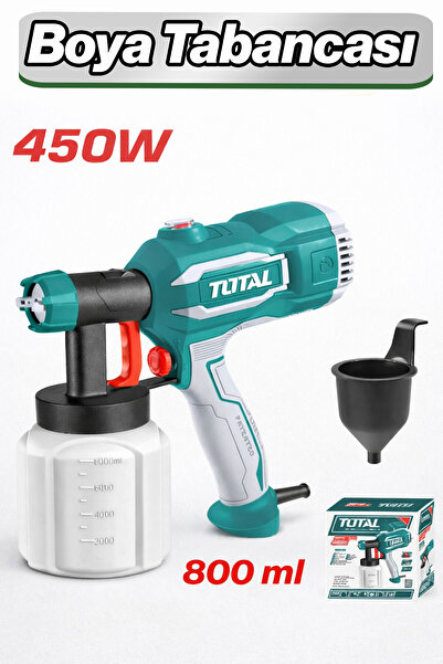 TOTAL Elektrikli Boya Tabancası 2.5 mm Ağız Yüksek Basınçlı Profesyonel Boya Püskürtme Makinesi 450 W