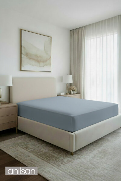 Anılsan ملاءة سرير مرنة من القطن الممشط 100% |   فردي/مزدوج |   قميص رياضي ضيق |   ارتفاع الزاوية 30 سم