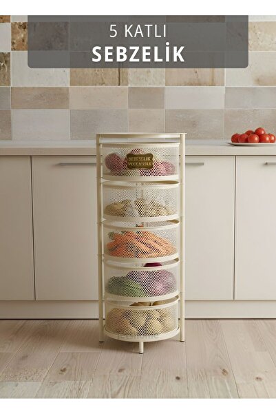 Jet's Home 5 Katlı Sebzelik Açılır Metal Patates Soğan Sepeti Paslanmaz Meyve...