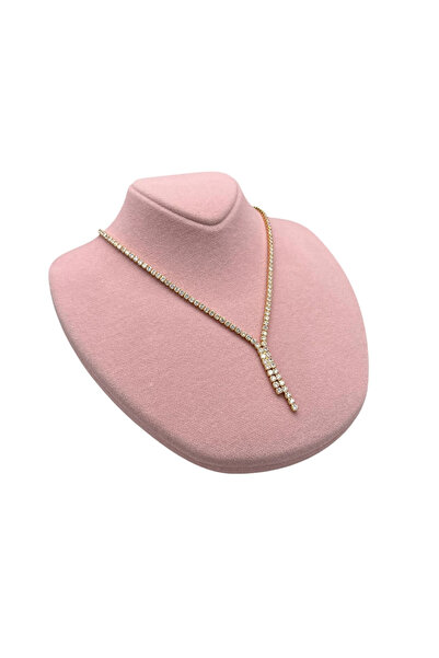 MeGass Dekor Yerli Üretim Süet Kumaş Rose Manken Pembe Renk 20/18 Cm Kolye Ge...