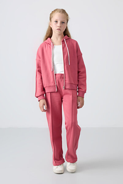 TOMMY LIFE Κεντητό σετ φόρμας για κορίτσια - άγριο τριαντάφυλλο, βαμβακερό κα...