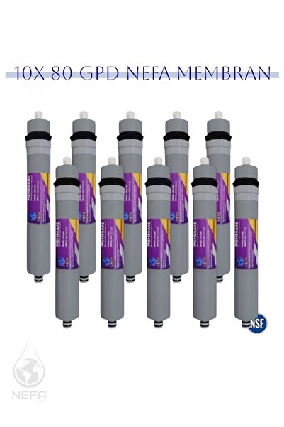 Nefa Su Arıtma Cihazı Ana Filtresi, 10 Adet Membran Filtre, 80 GPD, Verimlili...