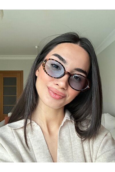 funeyes Lille Leopar Blue Glass Oval Ellipse Trend Model Sunglasses 58 18 145 (Medium - Large)