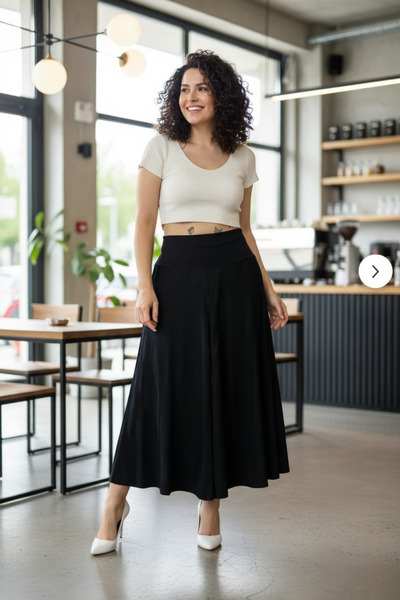 STYLENEST VİSKON KUMAŞ UZUN ETEK