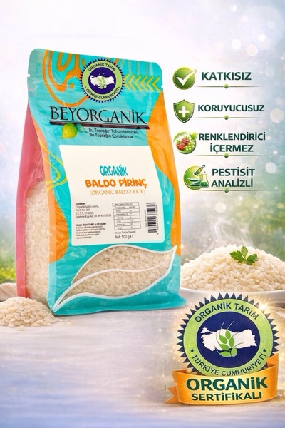 BEYORGANİK Organik Baldo Pirinç 500gr (PESTİSİT VE AFLATOKSİN ANALİZLİ)