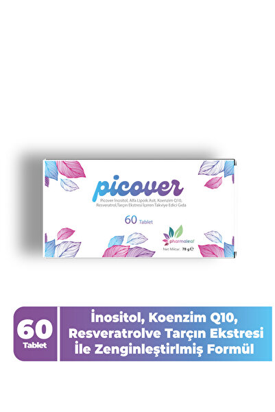 PHARMALEAF İLAÇ VE KOZMETİK Picover 60 Tablet, Inositol Resveratrol Alfa Lipoik Asit Koenzim Q10 Çinko Selenyum D Vitamini