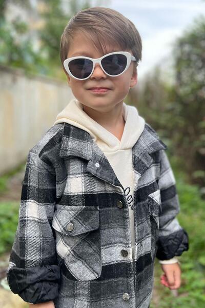 Jack Lions Boy's Coat, Plaid Pattern, Buttoned, with Pockets, Age 5-9, Gray