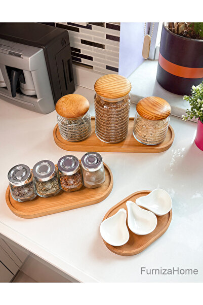 Furniza Home 3-Piece Natural Wood Presentation Set Serving Platter Presentati...