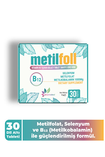 PHARMALEAF İLAÇ VE KOZMETİK Metilfoll 30 Dilaltı Tablet, B12 Vitamini Folik A...