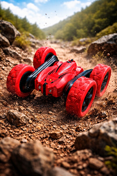 hak-iş oyuncak Oyuncak Uzaktan Kumandalı Takla Atan Araba 360 Derece Döner Full Fonksiyonlu Süper Hız Çocuk-kırmızı