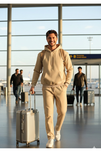 L-KOM طقم رياضي رجالي مكون من 3 خيوط من القطن ذو قصة مريحة - Me موسمي ذو ملمس...