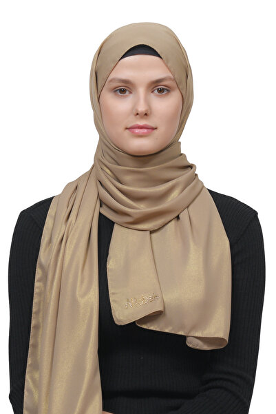 Altobeh Rochie de seara cu sclipici din sifon - culoare șal-nisip