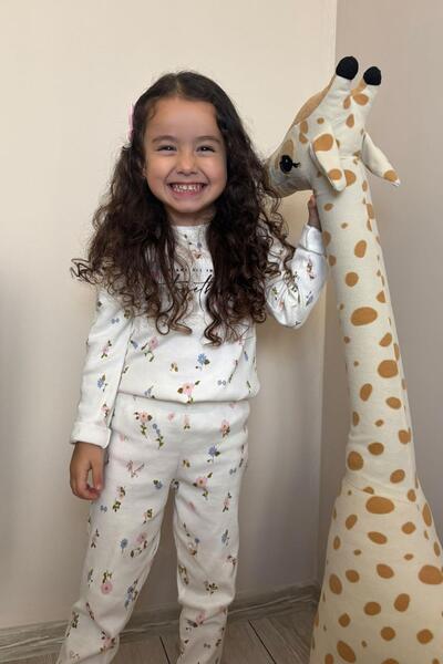 Breeze Girl's Leggings Set Colorful Floral Patterned Shoulder Ruffle 2-6 Years Old, White