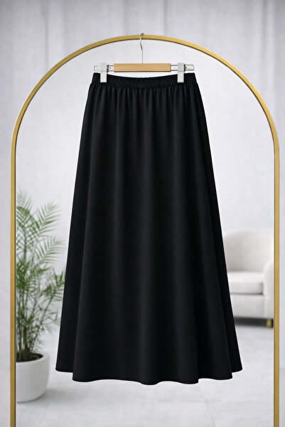 Bahar Altundemir Kadın Beli Lastikli Yumuşak Dokulu Likralı Oyşo Kumaş Kloş Etek