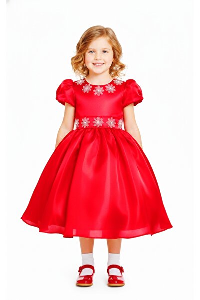 FASHION فستان سندريلا أحمر للبنات