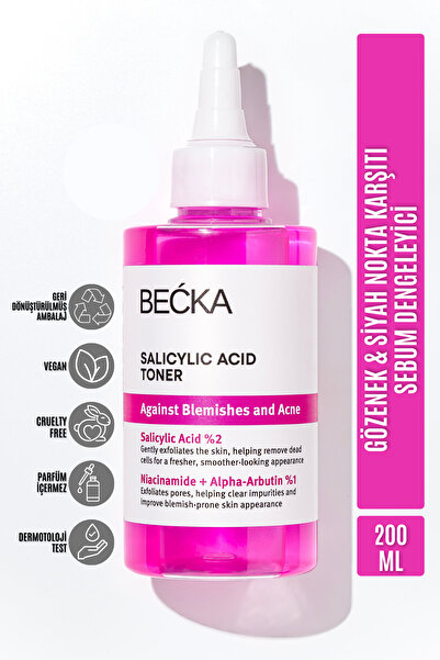 BECKA Salisilik Asit Tonik Akne ve Siyah Nokta Karşıtı Yağlı Ciltler İçin BHA...
