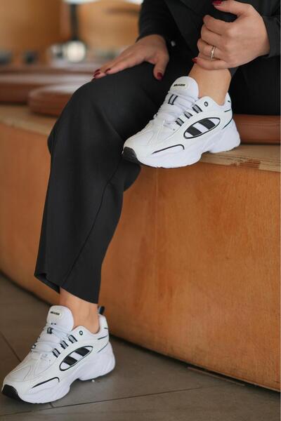 SOLAZER Pantofi sport casual - Pantofi de damă alb negru 047