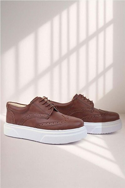 Rakerplus Tan White Sole Oxford Children's Classic Shoes