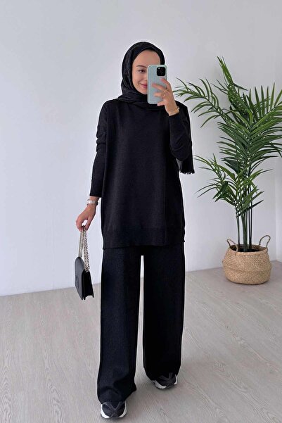 Ka Hijab Işıltılı Merserize Takım - Siyah